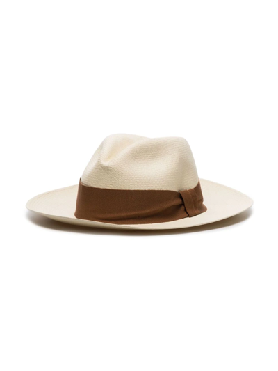 Shop Frescobol Carioca Rafael Ribbon-detail Fedora In Neutrals