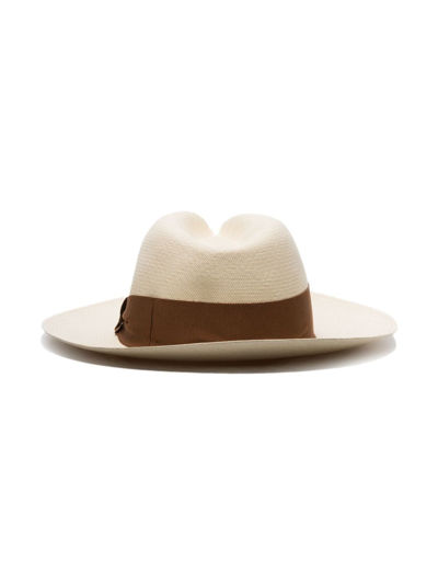 Shop Frescobol Carioca Rafael Ribbon-detail Fedora In Neutrals