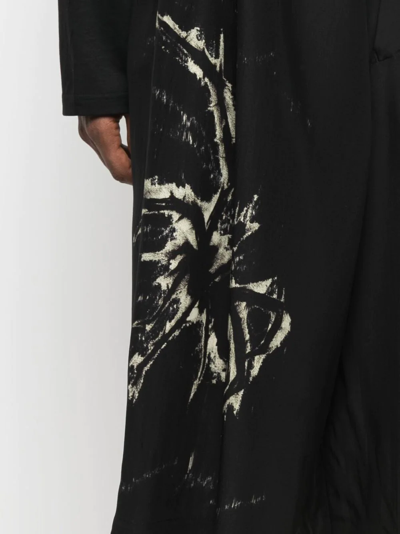 Shop Yohji Yamamoto Graphic Print Silk Shorts In Black