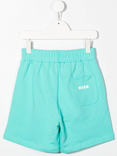 Msgm Text Print Shorts In Blue