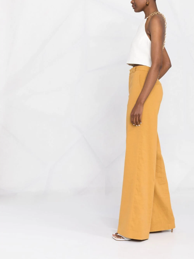 Cult Gaia Joey Cropped Open-back Chain-embellished Linen-blend Top In White