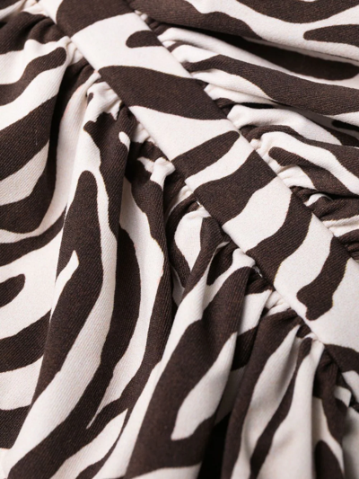 Shop Reina Olga Geraldina Zebra-print Ruched Skirt In Brown