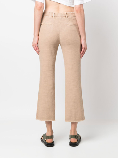 Shop Myths Cropped Bootcut Trousers In Neutrals