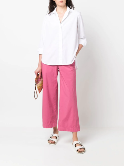 Shop Incotex Cropped Wide-leg Trousers In Pink