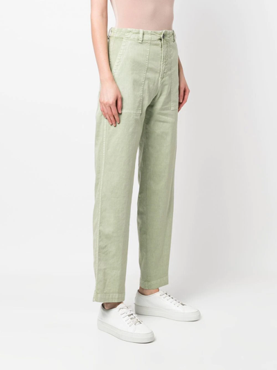 Shop Myths Tonal-stitching Two-pocket Straight-leg Trousers In Green