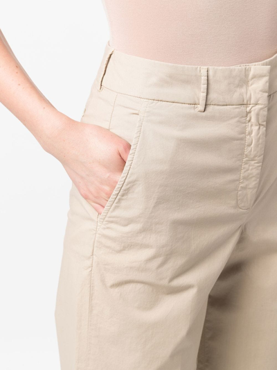 Shop Incotex Four-pocket Cotton Cropped Trousers In Neutrals