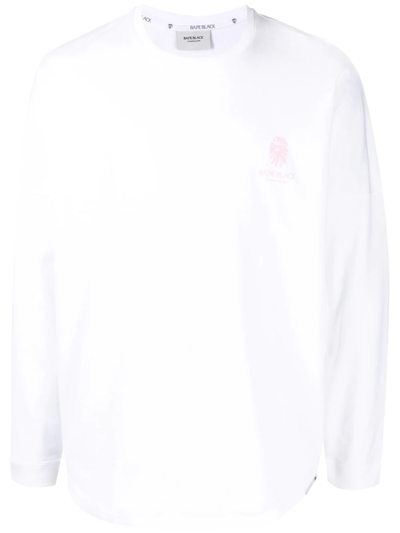 Shop Bape Black *a Bathing Ape® Logo-print Long-sleeve T-shirt In White