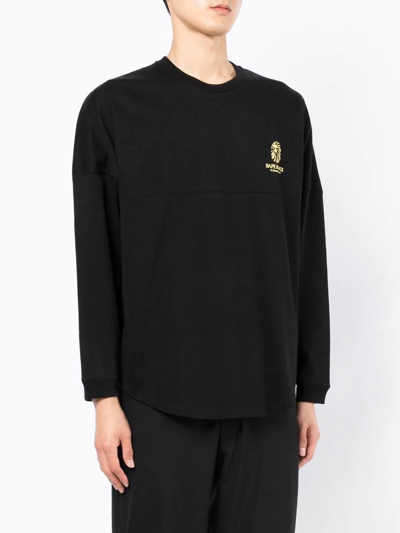 Shop Bape Black *a Bathing Ape® Logo-print Long-sleeve T-shirt In Black