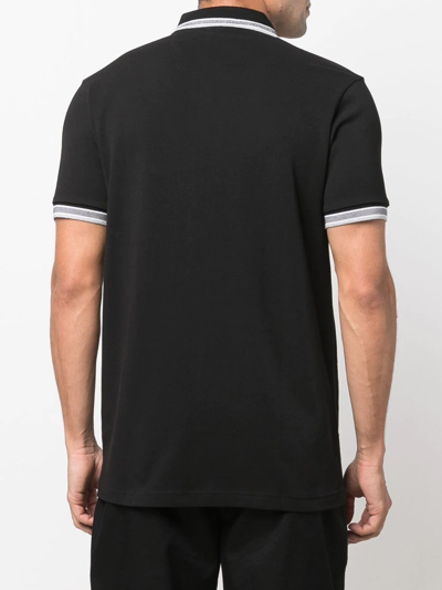 Hugo Boss Embroidered-logo Cotton Polo Shirt In Black