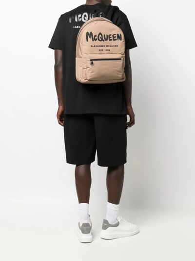 Shop Alexander Mcqueen Logo-print Detail Backpack In Neutrals