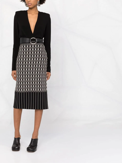 Shop Alexander Mcqueen High-waisted Patterned Skirt In Black