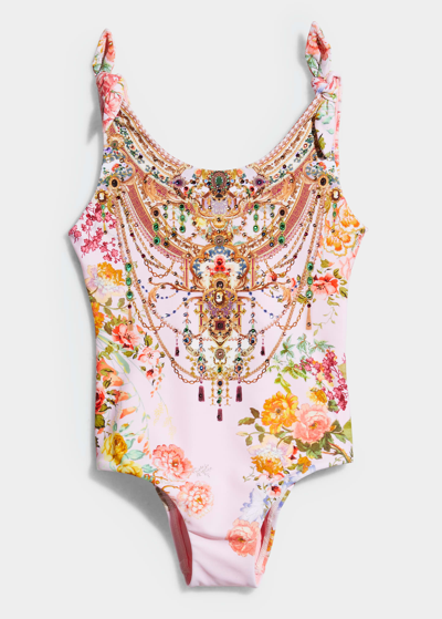 Shop Camilla Girl's Flower Child Embellished One-piece Swimsuit In Flower Child Flow