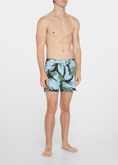 Shop Tom Ford Men's Sky Camo Swim Shorts In Br Blu Sld