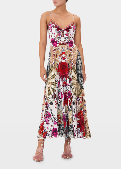Shop Camilla Reign Of Roses Tie-front Long Silk Dress