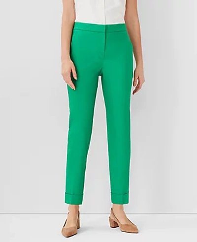 Shop Ann Taylor The Petite High Waist Ankle Pant In Linen Blend - Curvy Fit In Sweet Clover
