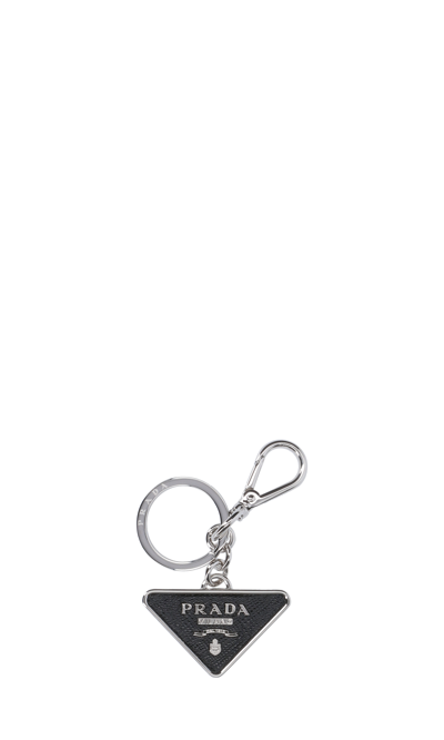 Shop Prada Saffiano Logo Keychain