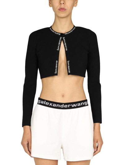 Shop Alexander Wang T Logo Band Cardigan In Black