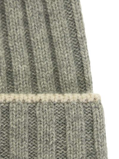 Shop Brunello Cucinelli English Rib Cashmere Knit Beanie In Grey