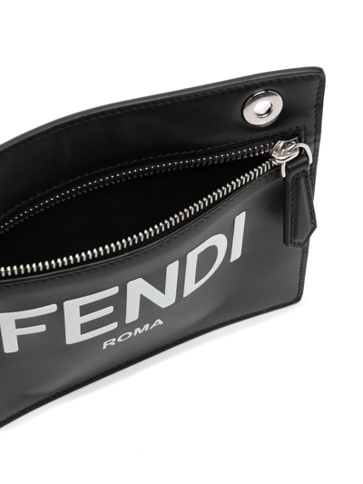 Shop Fendi Logo-print Zip Wallet In Black