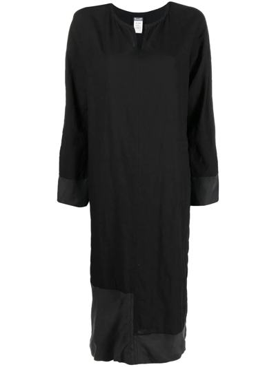 Shop Kristensen Du Nord Silk Panelled Dress In Black