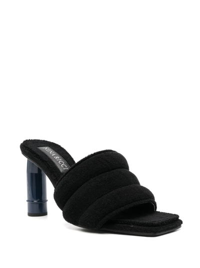 Shop Nina Ricci Towelling Square-toe Mules In Black