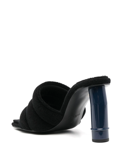 Shop Nina Ricci Towelling Square-toe Mules In Black