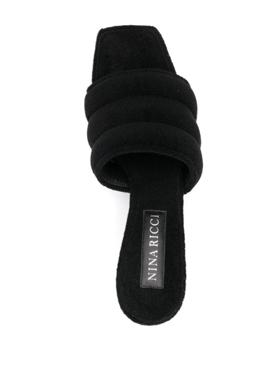 Nina Ricci Towelling Square-toe Mules In Black