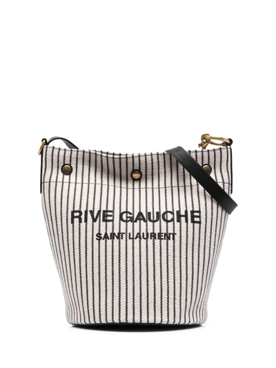 Shop Saint Laurent Rive Gauche Shopping Bag In 9583 Grey Cream/ne/ne/n/n