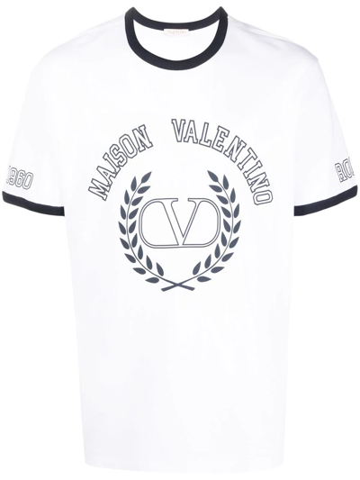 Shop Valentino Logo-print Cotton T-shirt In Weiss