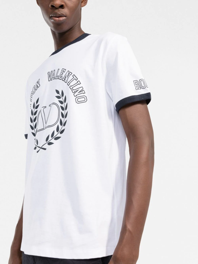 Shop Valentino Logo-print Cotton T-shirt In Weiss