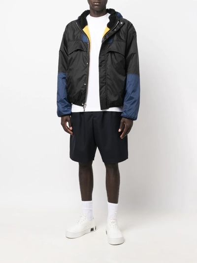 Shop Marni Hooded Colour-block Panel Jacket In Black