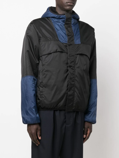 Shop Marni Hooded Colour-block Panel Jacket In Black