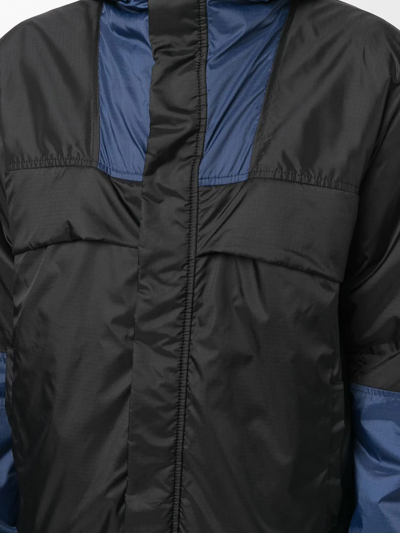 Shop Marni Hooded Colour-block Panel Jacket In Black