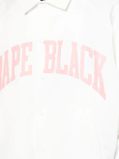Shop Bape Black *a Bathing Ape® Logo-print Long-sleeve Jacket In Weiss