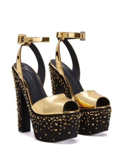 Shop Giuseppe Zanotti Tarifa Jewel Platform Sandals In Gold