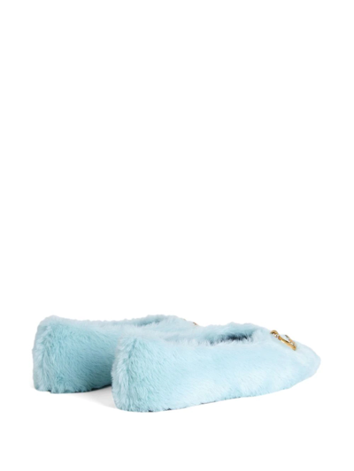 Shop Giuseppe Zanotti Lucreciia Faux Fur Loafers In Blau