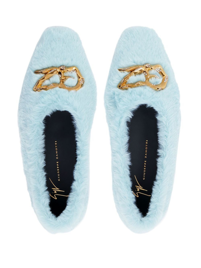 Shop Giuseppe Zanotti Lucreciia Faux Fur Loafers In Blau