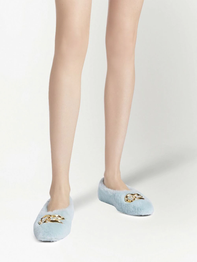 Shop Giuseppe Zanotti Lucreciia Faux Fur Loafers In Blau