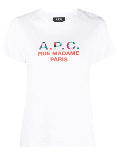Shop Apc Logo-print Short-sleeved T-shirt In White
