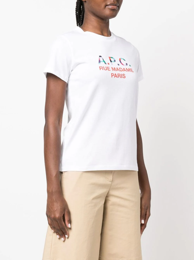 Shop Apc Logo-print Short-sleeved T-shirt In White
