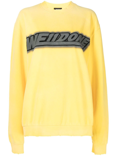 Shop We11 Done Logo-print Crew Neck Sweatshirt In Gelb