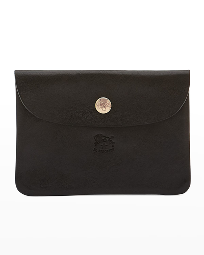 Shop Il Bisonte Mens Leather Envelope Card Case In Dark Brown