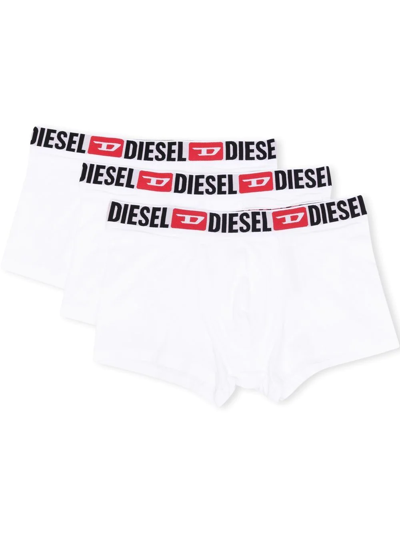 Shop Diesel Umbx-damien Boxer Briefs (pack Of Three) In 白色