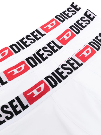 Shop Diesel Umbx-damien Boxer Briefs (pack Of Three) In 白色