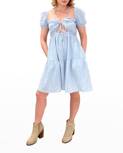 Shop Emilia George Maternity Amelia Mini Tiered Dress In Happy Blue