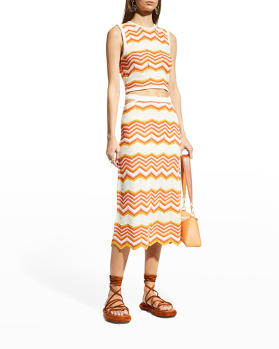 Shop Mother The Cut-it-out Chevron Crochet Midi Skirt In At The Cabana