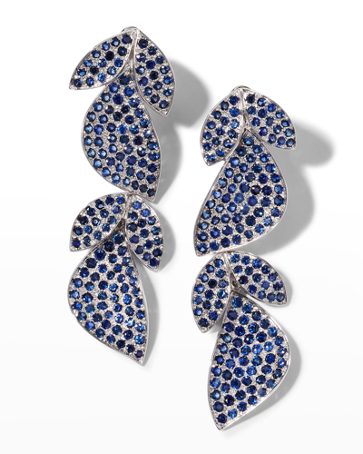 Shop Alexander Laut White Gold Blue Sapphire Leaf Earrings