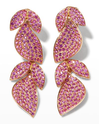 Shop Alexander Laut Rose Gold Pink Sapphire Leaf Earrings