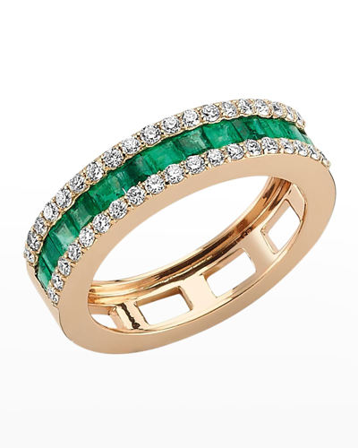 Shop Beegoddess Mondrian Diamond And Emerald Ring