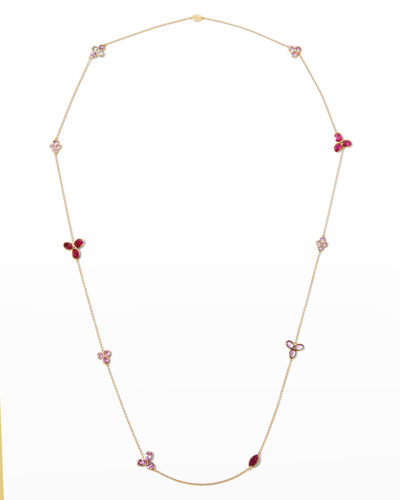 Shop Alexander Laut Yellow Gold Sapphire, Ruby And Diamond Necklace, 35"l
